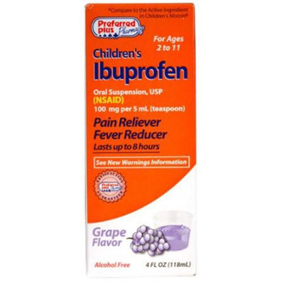 Preferred Plus Pharmacy Children's Ibuprofen Pain Reliever/Fever Reducer, Grape 4 oz
