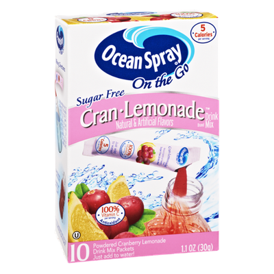 Ocean Spray On The Go Cran Lemonade Powdered Sugar Free Drink Mix