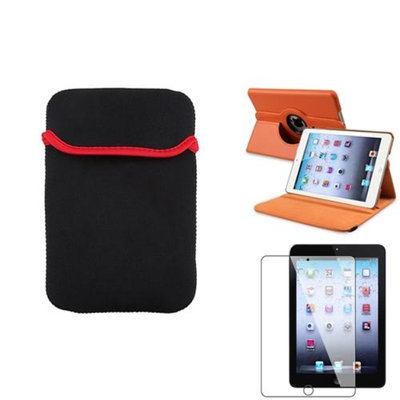 Insten iPad Mini 3/2/1 Case, by INSTEN Orange 360 Leather Case Cover+LCD Protector+Pouch for iPad Mini 3 2 1