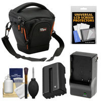 Vidpro TL-25 Top-Load DSLR Camera Holster Case (Small) with NP-FM500H Battery & Charger + Accessory Kit for Sony Alpha DSLR SLT-A57, A65, A77, A99