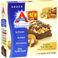 Atkins Advantage Cashew Trail Mix Bars Nutritional Supplement Bars