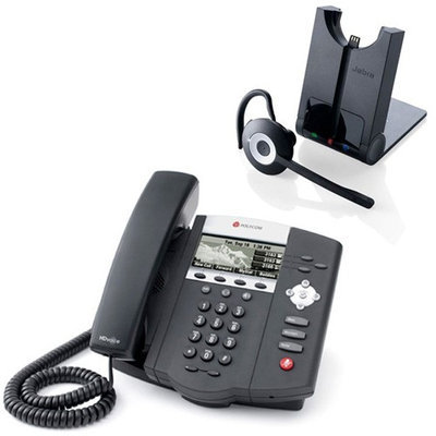Polycom 2200-12450-025 w/ Wireless Headset SoundPoint IP 450 w/o Power Supply