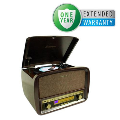 Electrohome Signature Stereo System w/ Record Player, CD, MP3 CDs, MP3, AM/FM, Vinyl-to-MP3 & 1 Year Extended Warranty