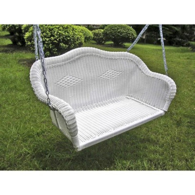 International Caravan Chelsea Wicker Hanging Porch Swing - White
