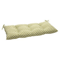 Pillow Perfect Outdoor Tufted Bench/Loveseat/Swing Cushion - Green/White Geometric