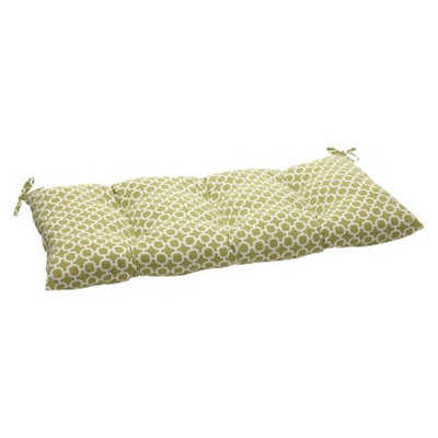 Pillow Perfect Outdoor Tufted Bench/Loveseat/Swing Cushion - Green/White Geometric