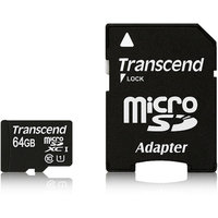 Transcend 64GB microSDXC 300x UHS-1 Class 10 Memory Card with Adapter