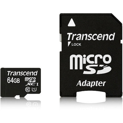 Transcend 64GB microSDXC 300x UHS-1 Class 10 Memory Card with Adapter