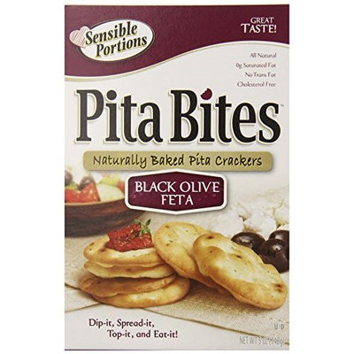 Sensible Portions Pita Crackers, Black Olive & Feta, 5 Ounce Box (Pack of 12)