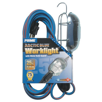 Prime Wire TL020625 Arctic Blue All-Weather 16/3 SJEOW Metal Guard Work Light With Ou