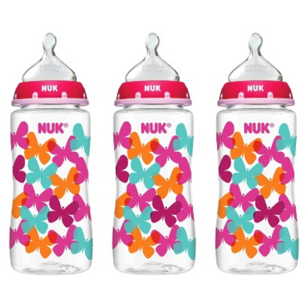 NUK TRENDLINE Medium Flow 10 oz Orthodontic Bottles - Butterflies (3