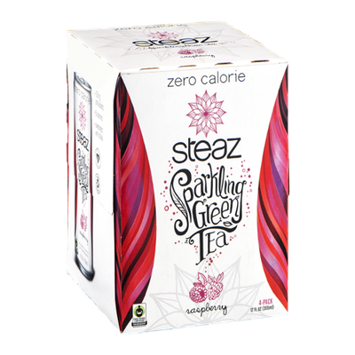 Steaz Zero Calorie Sparkling Green Tea Raspberry - 4 CT