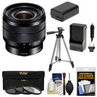 Sony Alpha E-Mount 10-18mm f/4.0 OSS Wide-angle Zoom Lens + 3 Filters + Tripod + NP-FW50 Battery & Charger Kit for A7, A7R, A7S, A3000, A5000, A5100, A6000 Cameras