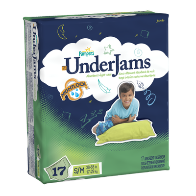 Pampers UnderJams Boys Size 7 (S/M) Jumbo Pack 17 Count