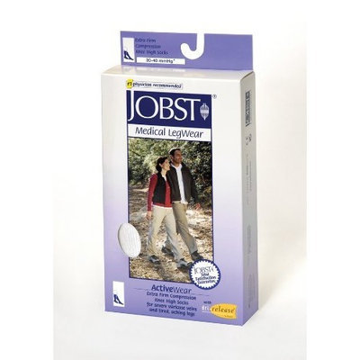 Jobst ActiveWear 30-40 mmHg Firm Support Unisex Athletic Knee High Support Sock Size: Medium, Color: Cool White