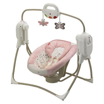 Fisher-Price Twinkling Lights Space Saver Cradle 'n Swing - Berry