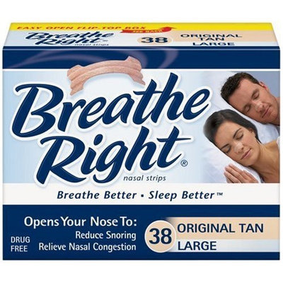Breathe Right Nasal Strips, Large, Tan, 38-Count Boxes (Pack of 2)