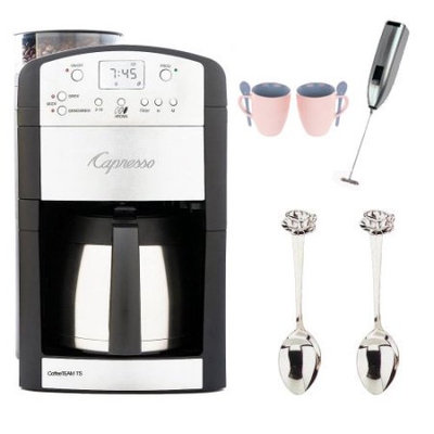 Capresso 465.05 CoffeeTeam TS 10-Cup Digital Coffeemaker and Thermal Carafe, With Two Bistro Coffee