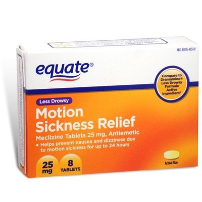 Equate - Motion Sickness 25 mg, Less Drowsy, 8 Tablets (Compare to Dramamine)
