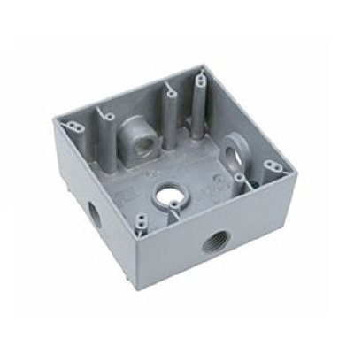 Legrand P & S WPB262 2-Gang Weatherproof Box, 5-Hole 1/2, Gray