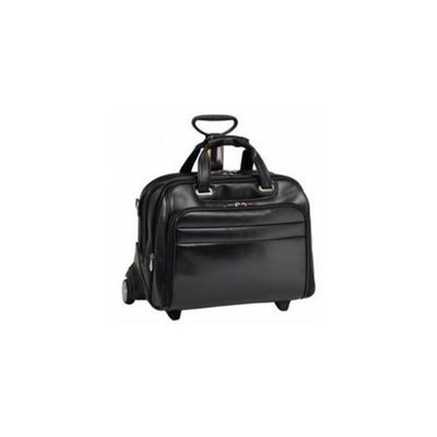 Mcklein McKlien 86605 Midway 86605- Black Leather Fly-Through Checkpoint-Friendly 17 inch Detachable Wheeled Laptop Case