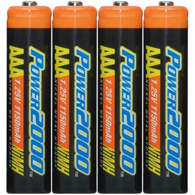 Power2000 XP4AAA-11 1150mAh NiMH AAA Rechargeable Batteries (4 Pack)