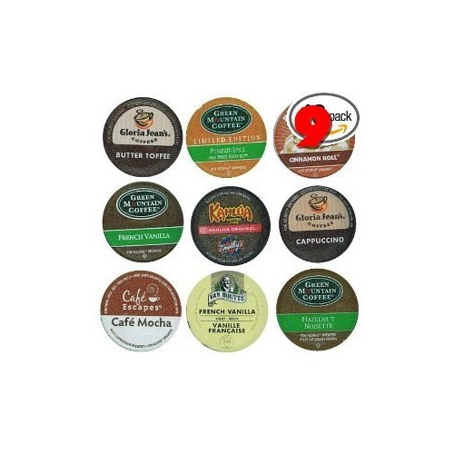 The Coffee Mix 9 Pack - Limited Edition Fall Flavors Coffee Variety Pack of K-Cups for Keurig Brewers - Pumpkin Spice, Butter Toffee, Cinnamon, French Vanilla, Mocha, Cappuccino and Hazelnut flavored- from Timothy's, Gloria Jeans, Donut House Collection, Van Houtte