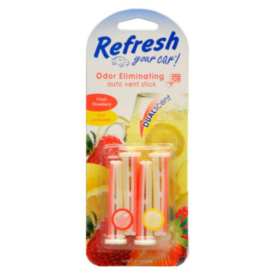 Refresh Air Freshener Auto Vent Stick - Strawberry/Lemonade, 4 ct