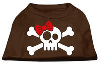 Ahi Skull Crossbone Bow Screen Print Shirt Brown XL (16)