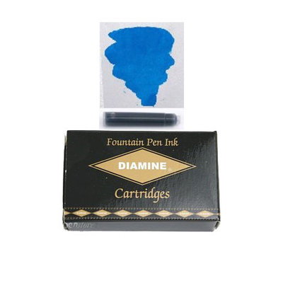 Pk/18 DIAMINE Fountain Pen Ink Cartridges, MEDITERRANEAN BLUE