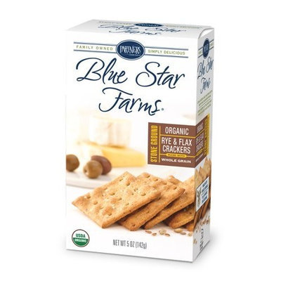 Partners Blue Star Farms Organic Stoned Ground Rye and Flax Crackers, 5-Ounce Boxes (Pack of 6)