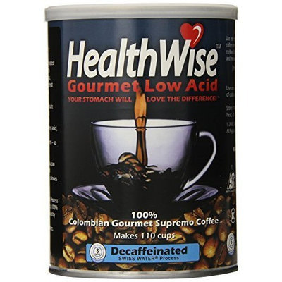 HealthWise 100% Colombian Supremo, Decaffeinated, Swiss Water Process Low Acid Ground Coffee, 12-Ounce Cans (Pack of 3)