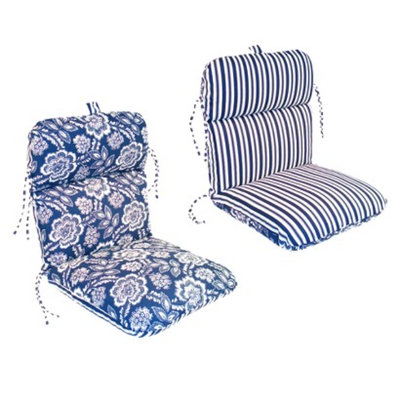 Jordan Outdoor Reversible Conversation/Deep Seating Cushion - Blue/White