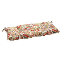 Pillow Perfect Outdoor Tufted Bench/Loveseat/Swing Cushion - Green/Off-White/Red