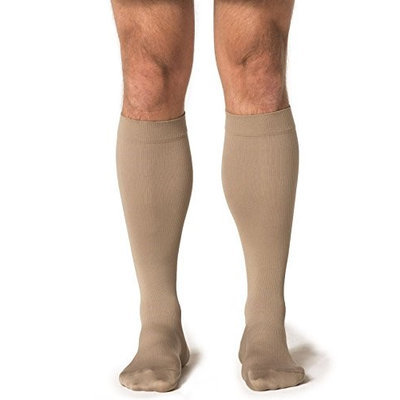 Sigvaris Midtown Microfiber 821CXSM32 15-20 mmHg Closed Toe Mens Calf Extra Large Short - Tan-Khaki