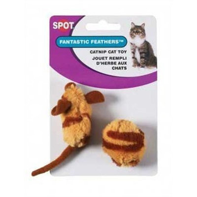Ethical Tiger Stripe Mouse and Ball Cat Toys, 2-Pack