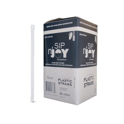 Crystalware Giant (Jumbo) Clear Straws Individually Wrapped 10-14 300box