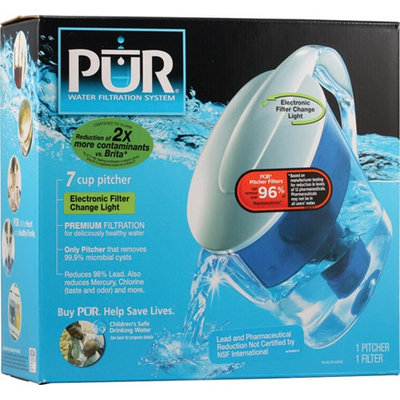 PUR CR-6000C 7 Cup Water Filter Pitcher with Electronic Filter Change Light