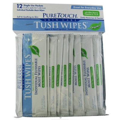 Pure Touch Skin Care - Individual Flushable Moist Tush Wipes Organic - 12 Packet(s)