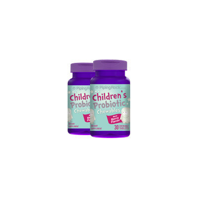 Piping Rock Chewable Probiotic for Kids 2 Bottles x 30 Chewable Tablets