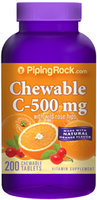 Piping Rock Chewable Vitamin C 500mg - Orange 200 Tablets