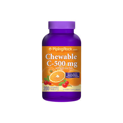 Piping Rock Chewable Vitamin C 500mg - Orange 200 Tablets
