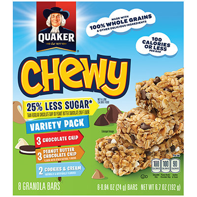 Quaker® Less Sugar Chewy Granola Bars Peanut Butter Chocolate Chip