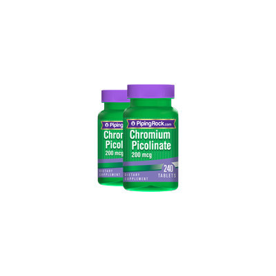 Piping Rock Chromium Picolinate 200 mcg 2 Bottles x 240 Tablets