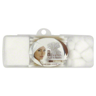 Cotton Balls Pads & Swabs Travel Kit 80 Count