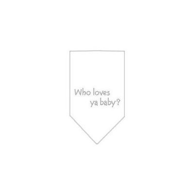 Ahi Who Loves Ya Baby Rhinestone Bandana White Large