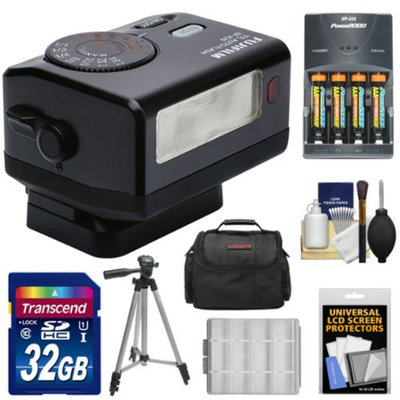 Fujifilm EF-X20 Shoe Mount Electronic Flash with 32GB Card + Batteries & Charger + Case + Tripod Kit for Fuji X-A1, X-E1, X-E2, X-M1, X-T1, X-Pro1 Cameras