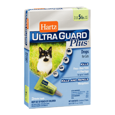Hartz Ultra Guard Plus Drops for Cats 5lbs - 3 CT
