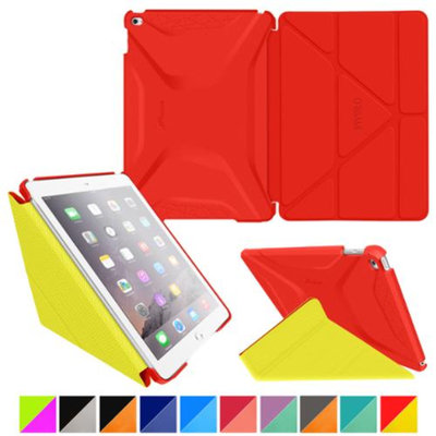iPad Air 2 Case - roocase Origami 3D iPad Air 2 2014 Slim Shell Case Smart Cover with Sleep / Wake for Apple iPad Air 2 (2014) 6th Generation Latest Model, Testarossa Red / Tangerine Yellow
