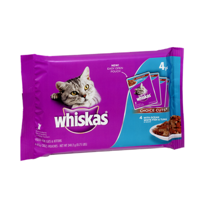 Whiskas Ocean White Fish & Tuna in Sauce Cats & Kittens Food - 4 PK
